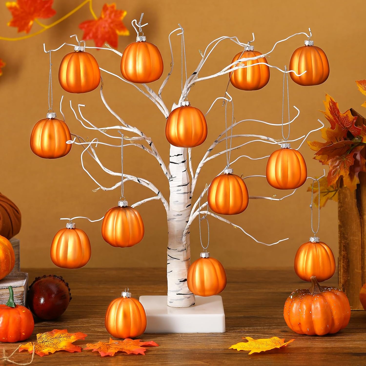Tigeen 12 Pcs Fall Pumpkin Hanging Ornaments