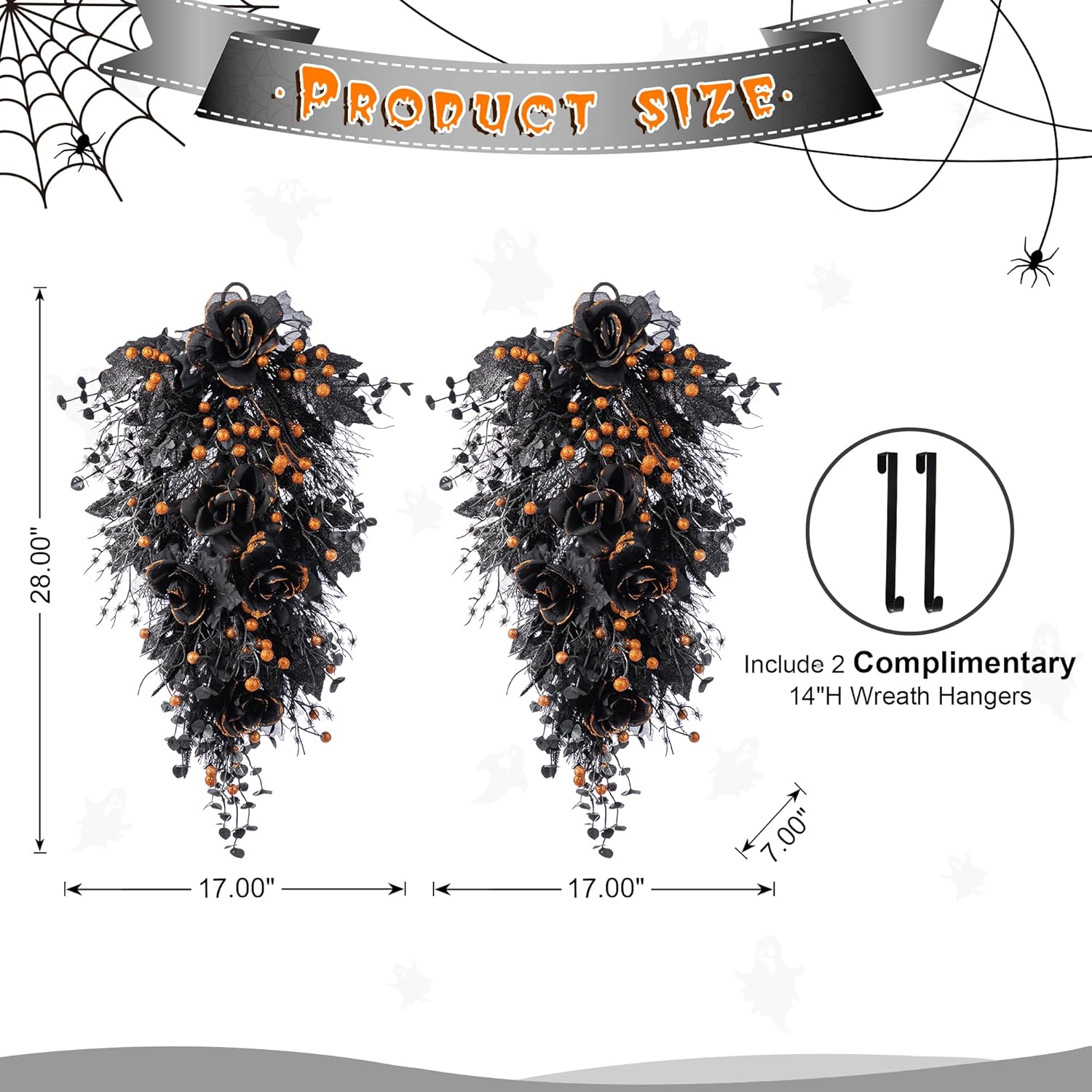 Glitzhome Halloween Teardrop Swag Set of 2