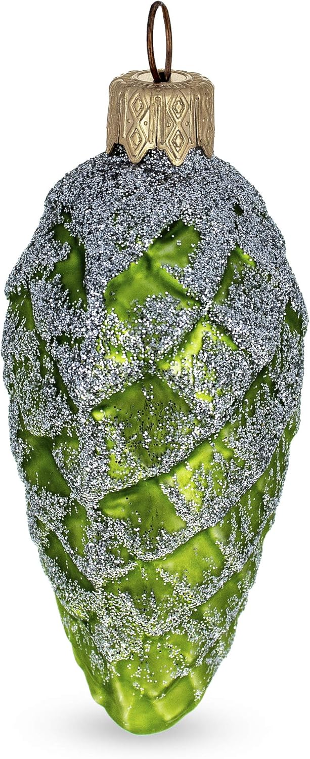 Sparkling Glittered Pinecone Glass Christmas Ornament 1