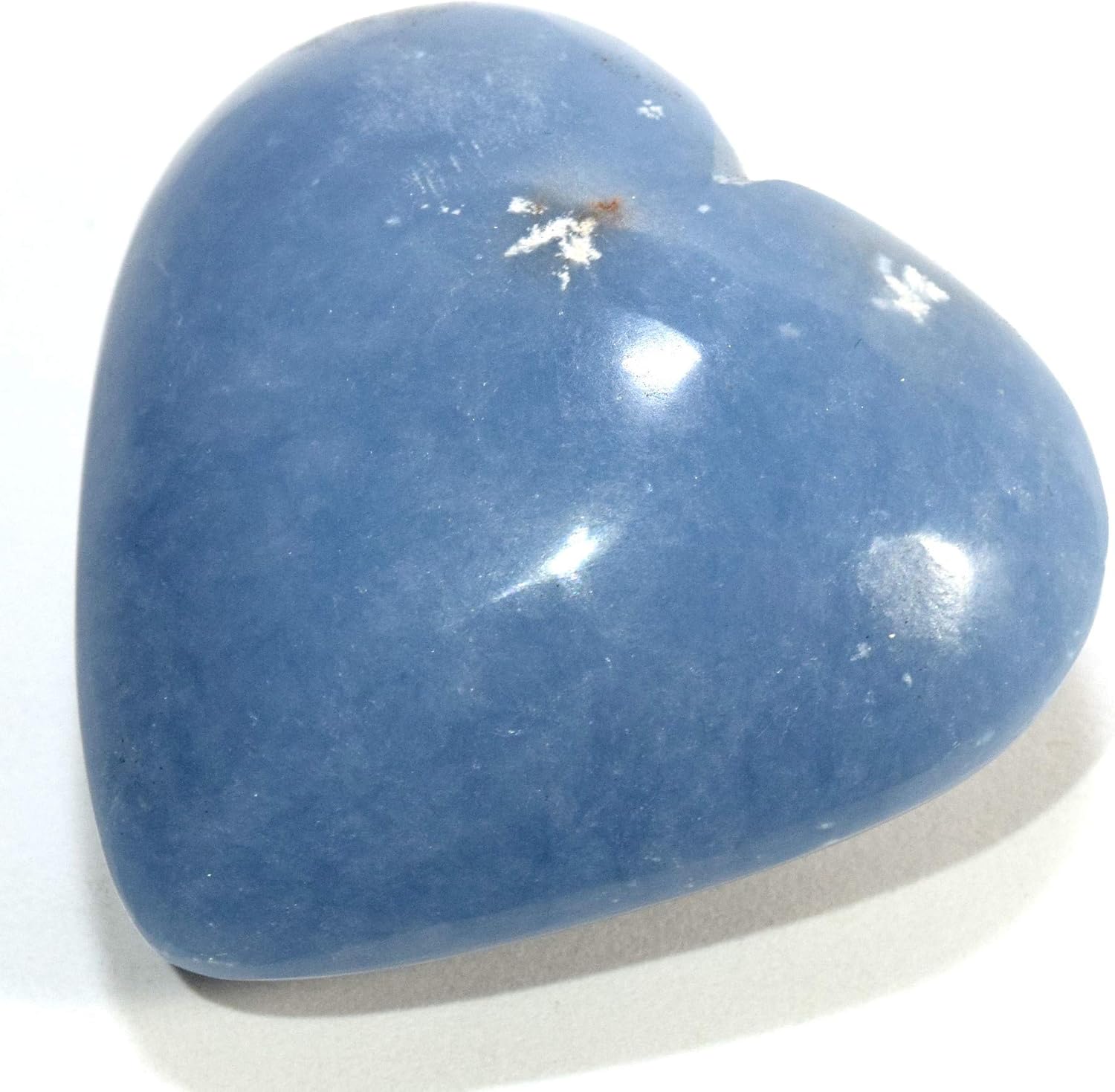 Blue Angelite Puffy Heart Crystal Decor with Stand