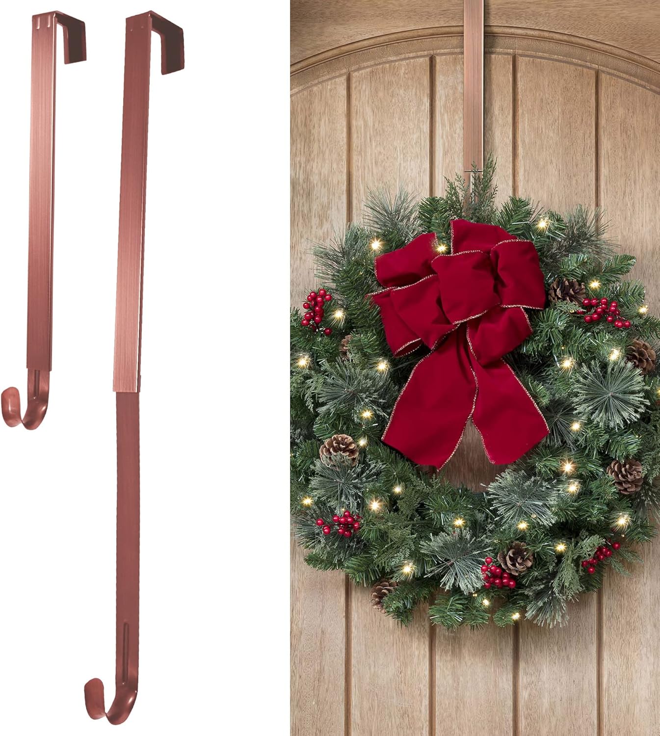 Haute Decor Adjustable Wreath Hanger 2 Pack - Brushed Copper