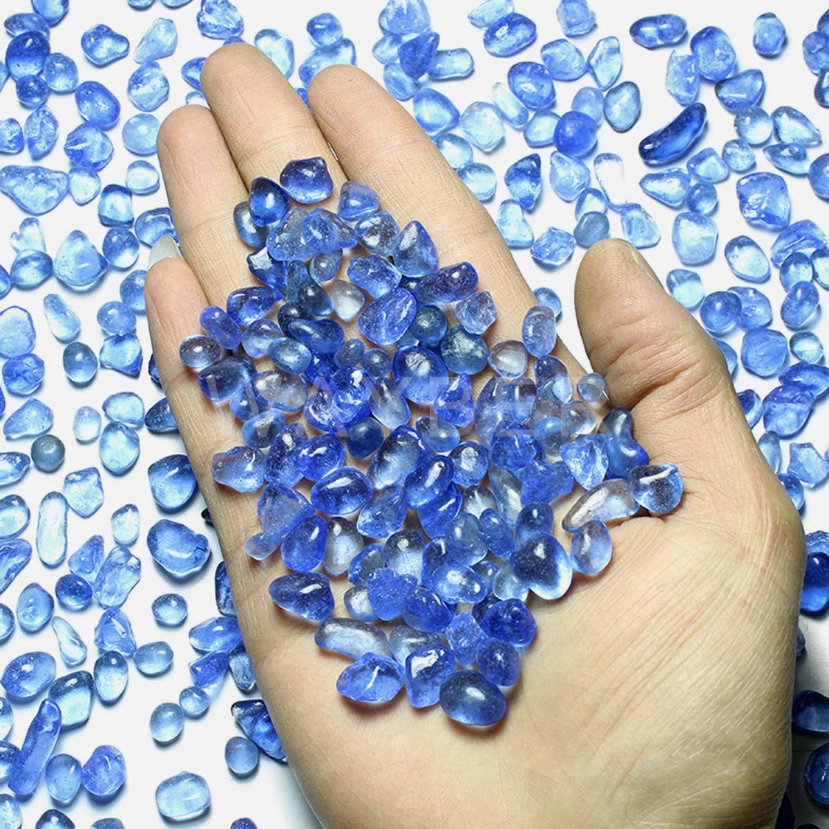 WAYBER Light Blue Sea Glass Pebbles 1Lb Vase Filler Decor