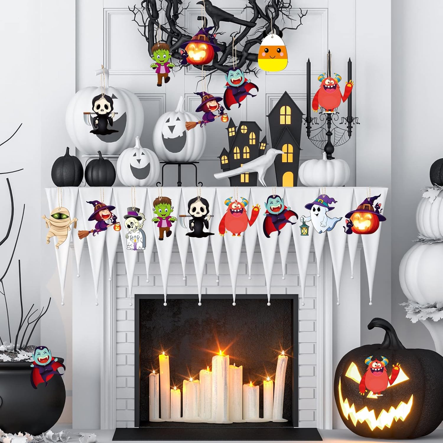 Gerrii 40 Halloween Wooden Decorations