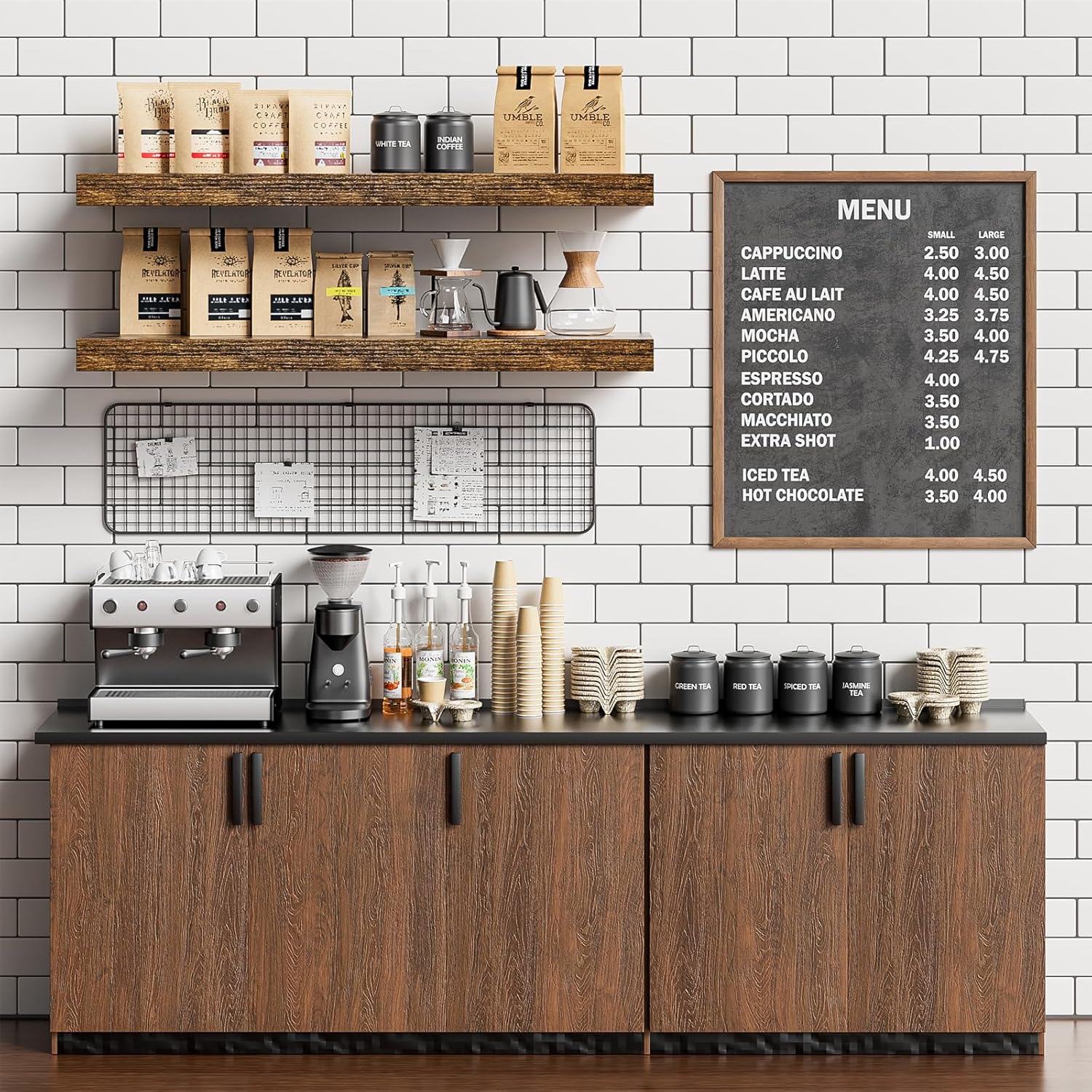 32 Inch Floating Shelf Set of 2 Rustic Brown