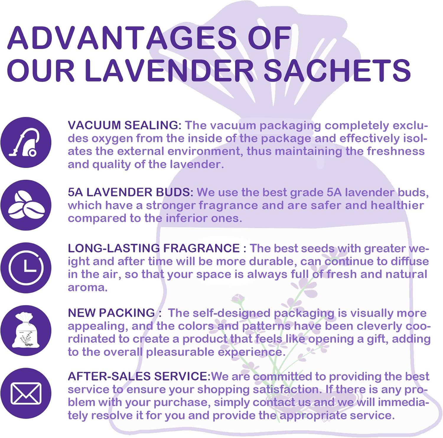 Lavender Sachet Bags 5 Pack for Freshrooms and Closets