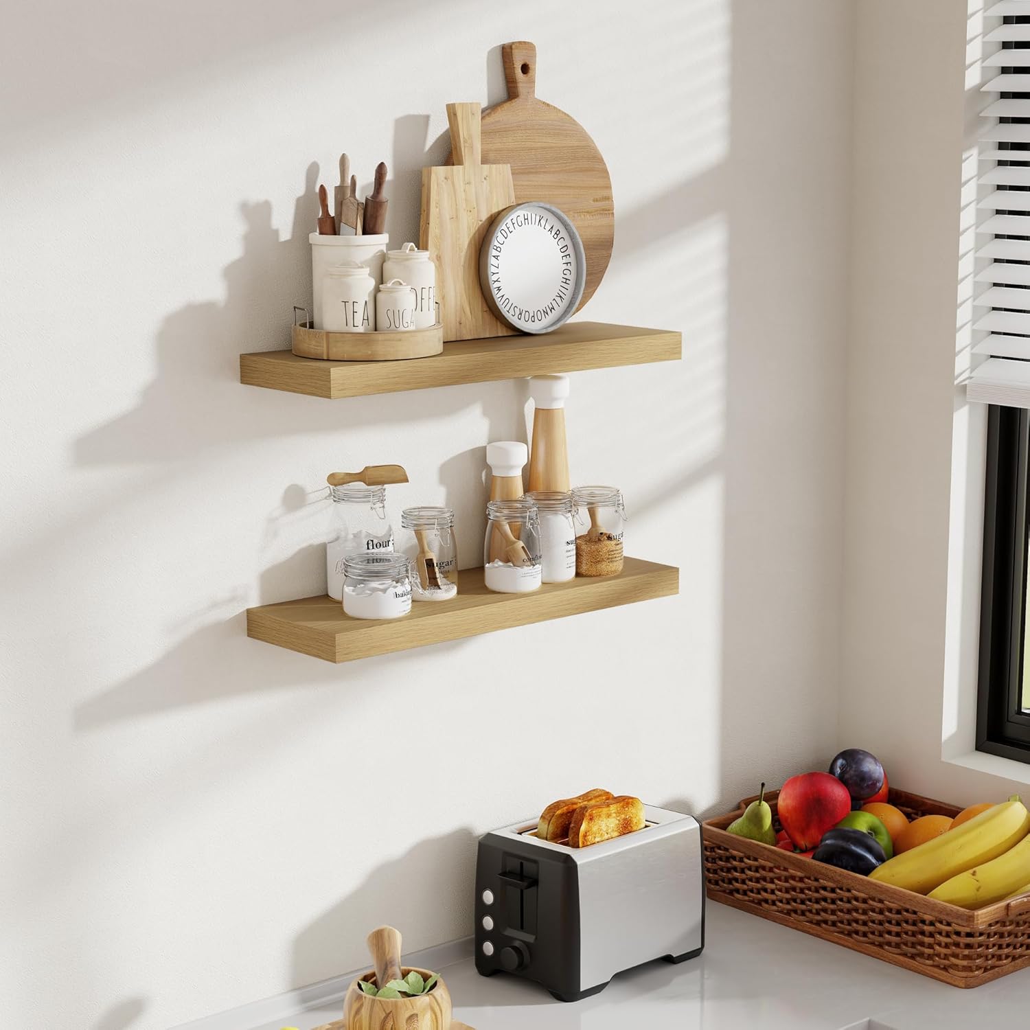 24 Inch Floating Shelves Set of 2 with Invisible Brackets