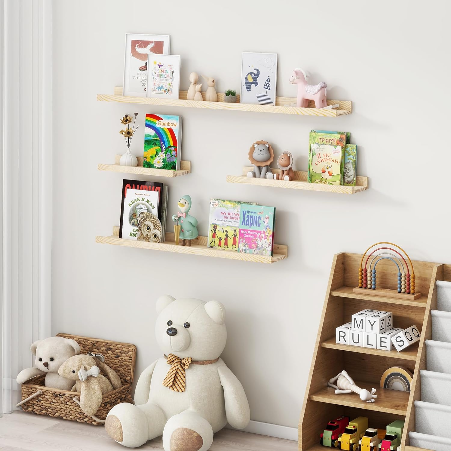 Picture Ledge Shelf for Wall 36 Inch Solid Pine Wood 2 Pack