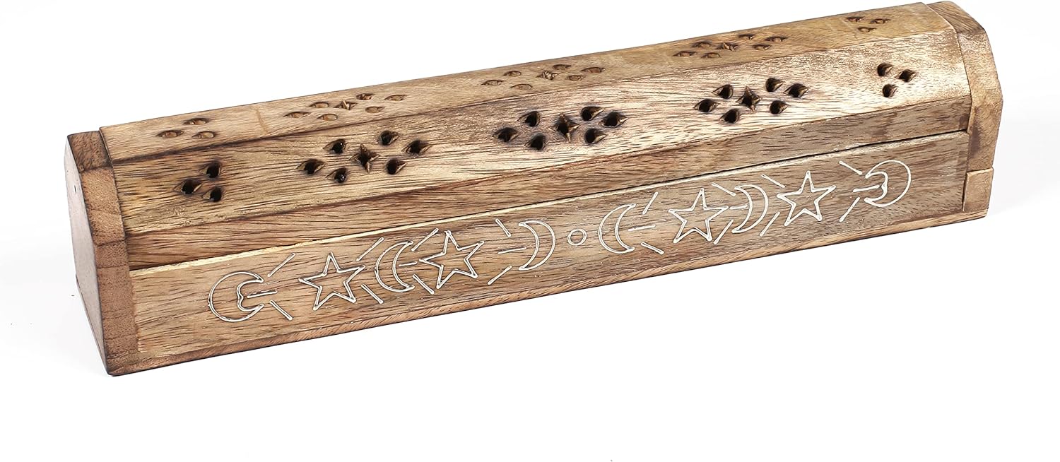Homebia Designs 12 Inch Brass Incense Holder with Storage