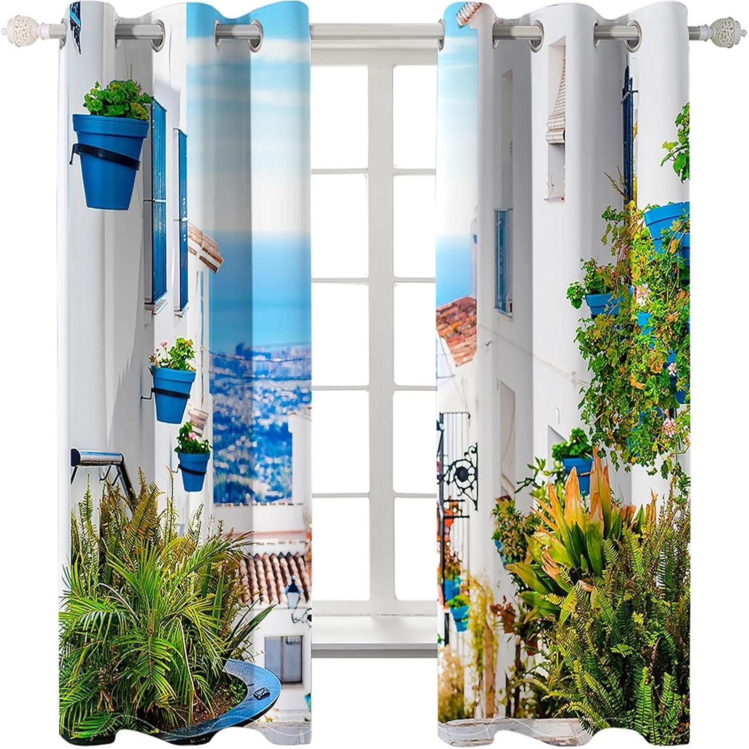 Homxi 2 Panels Blackout Curtains Set Eyelet Coastal Landscape