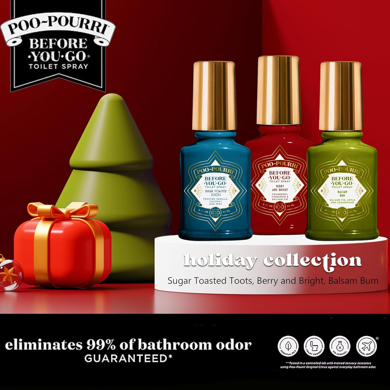 Poo-Pourri Toilet Spray Holiday Set with 3 Bottles