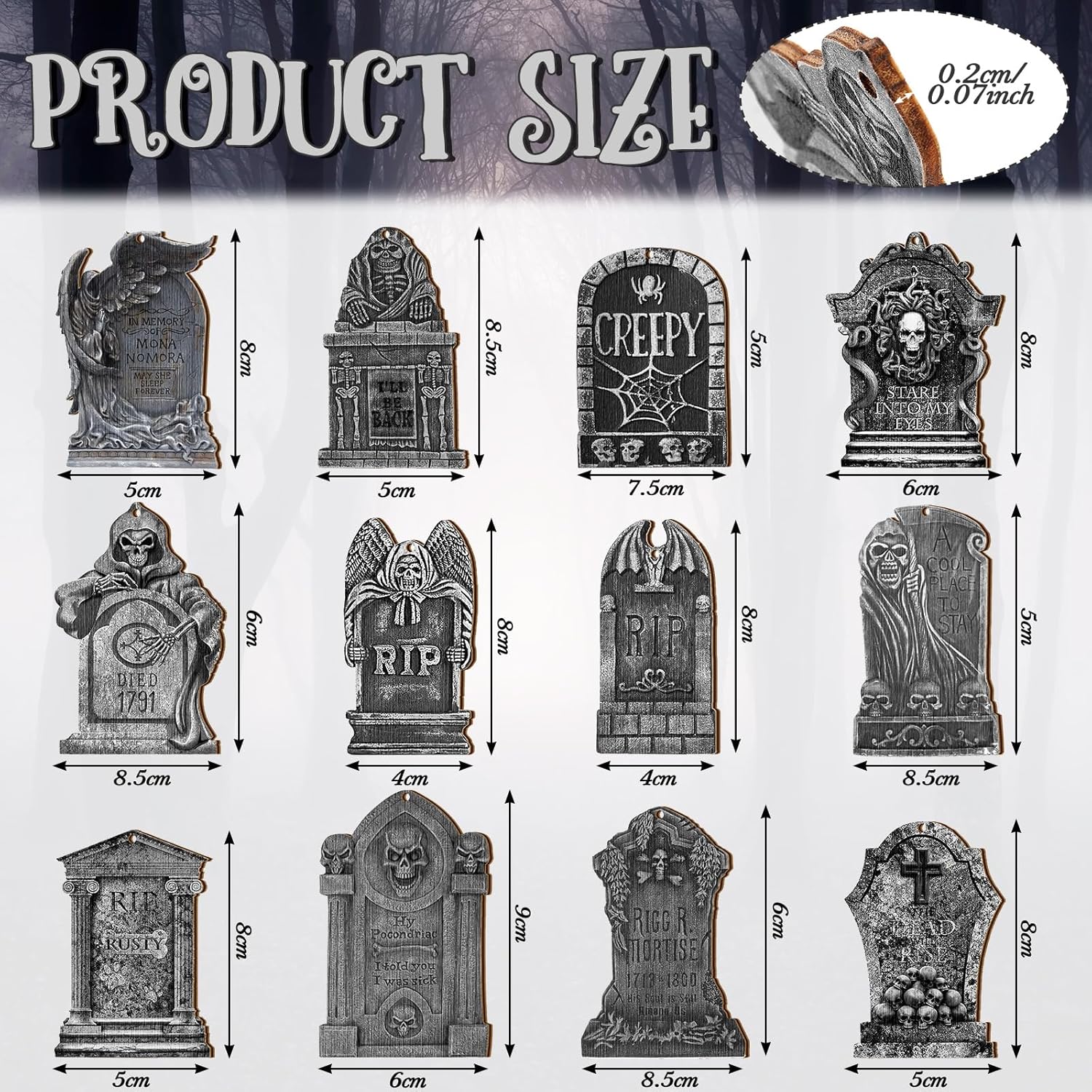 Huwena 36 Pcs Halloween Wooden Hanging Ornaments Set