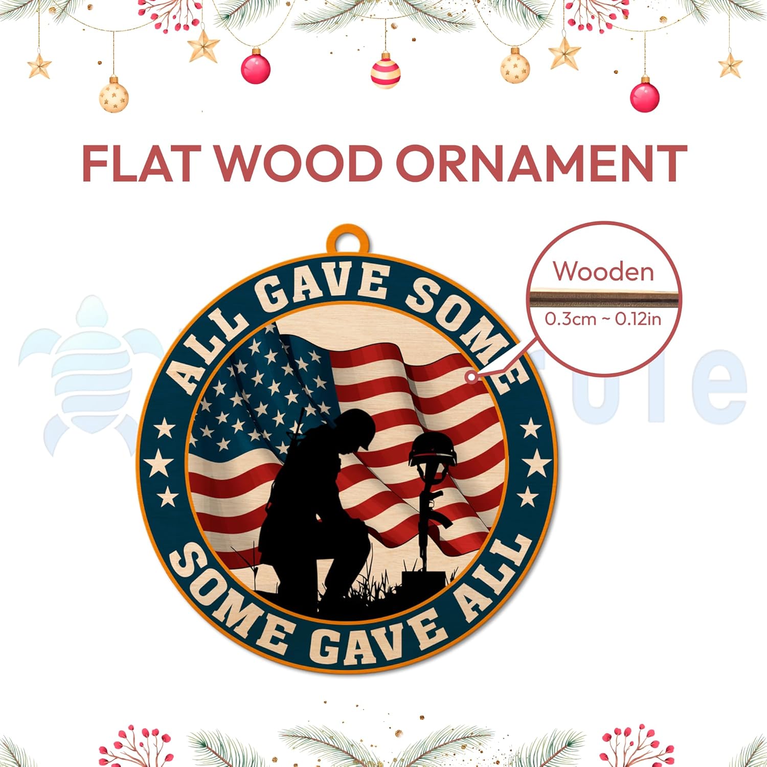 Hyturtle Veteran Christmas Ornament 2D Flat Decor