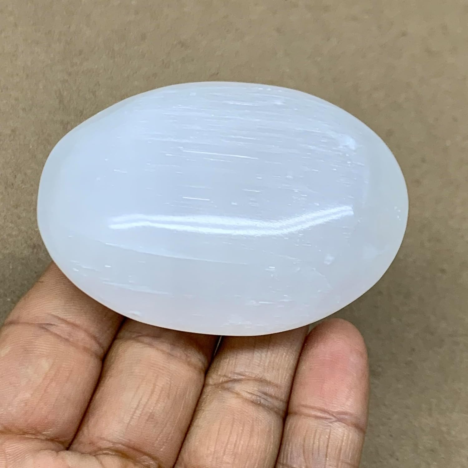 96g Natural Selenite Palm-Stone Crystal Handmade Pillow Shape