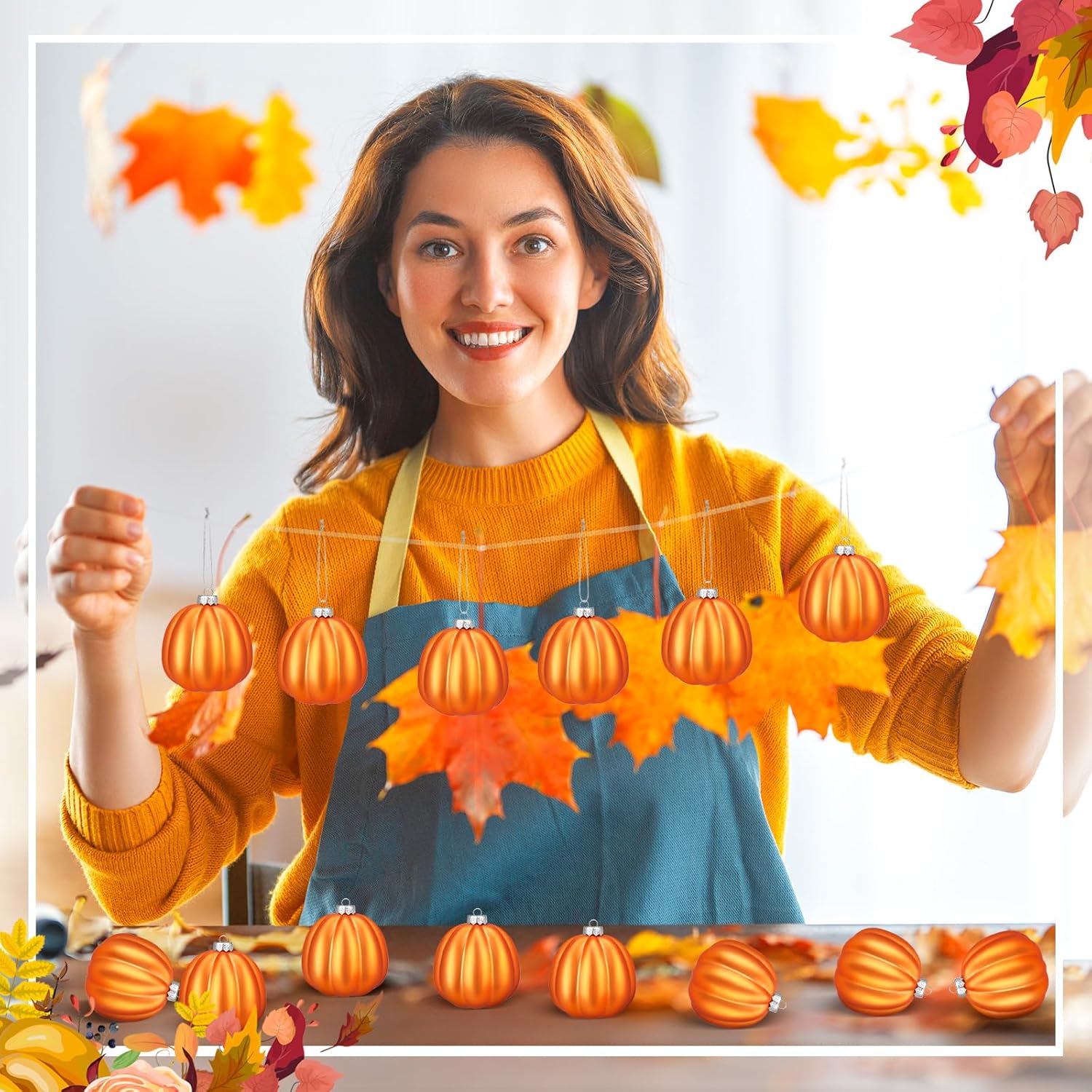 Tigeen 12 Pcs Fall Pumpkin Hanging Ornaments