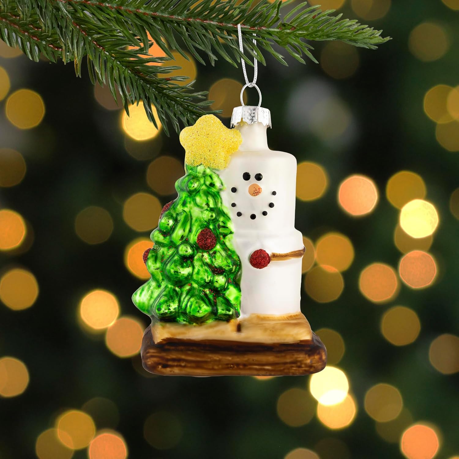 Northlight Smore with Tree Glass Christmas Ornament 325 White