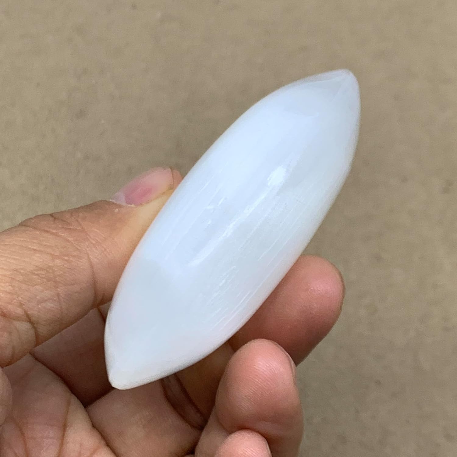 WatanGems 90g Natural Selenite Palm-Stone Crystal Pillow Shape Collectible