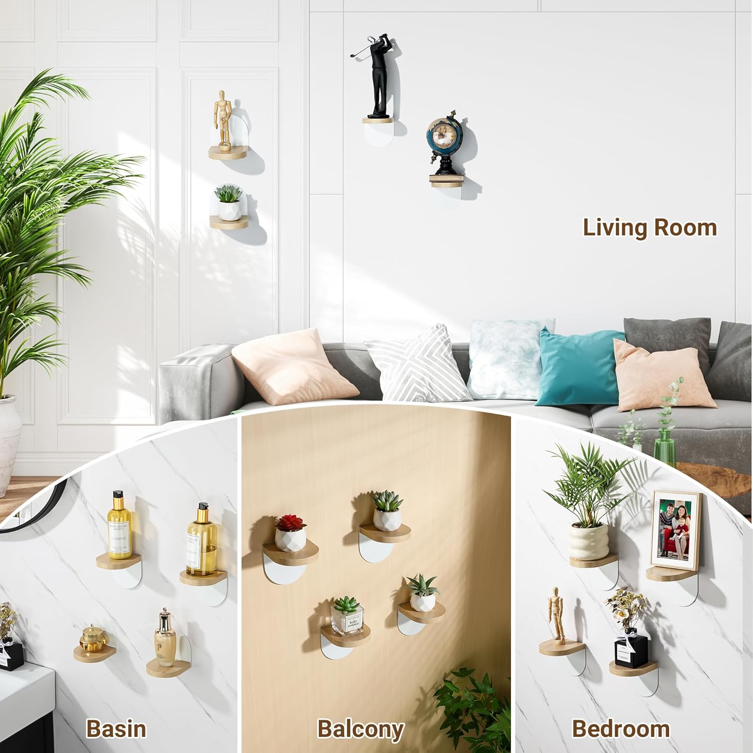 SAYAYO 4Pcs Floating Shelves for Wall Storage