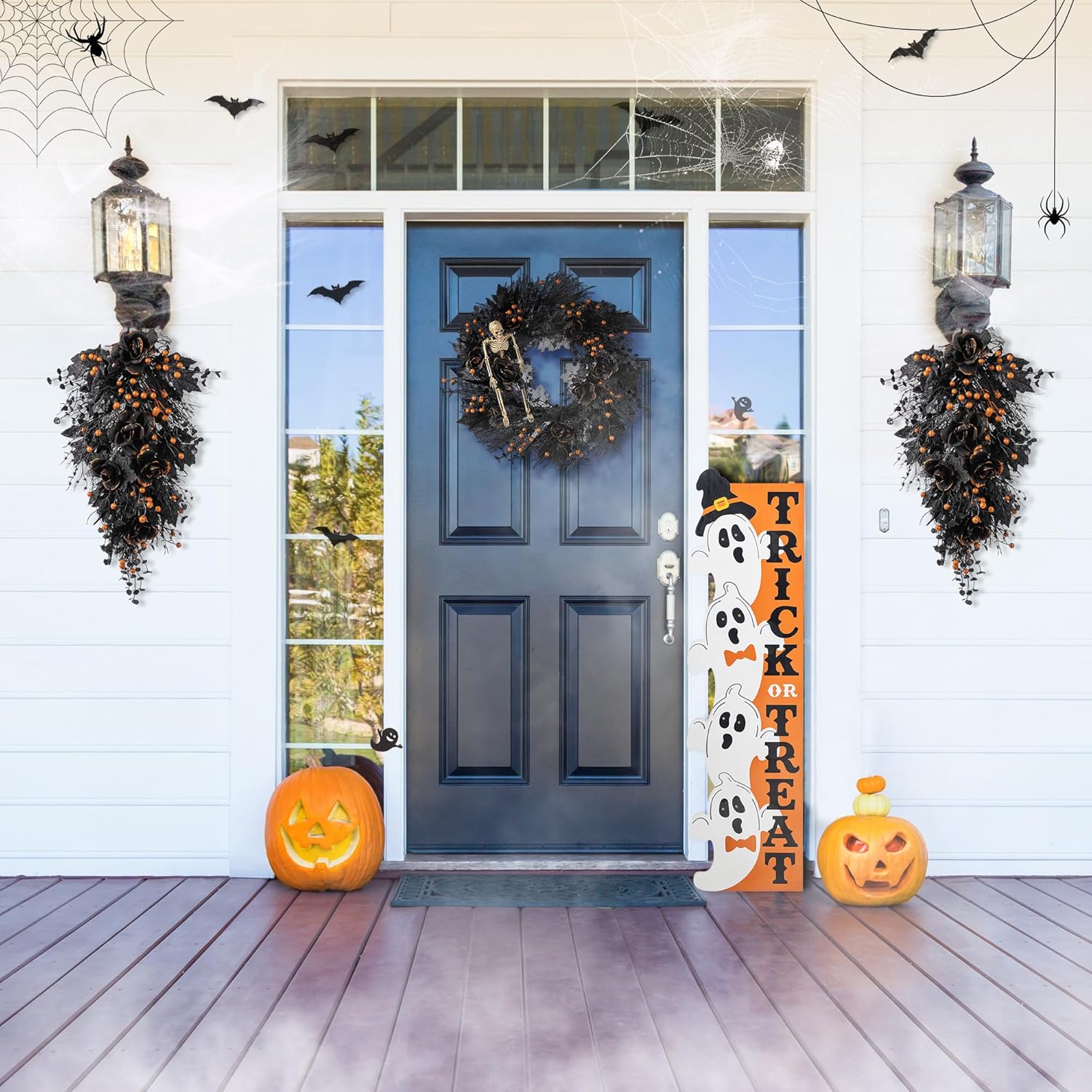 Glitzhome Halloween Teardrop Swag Set of 2