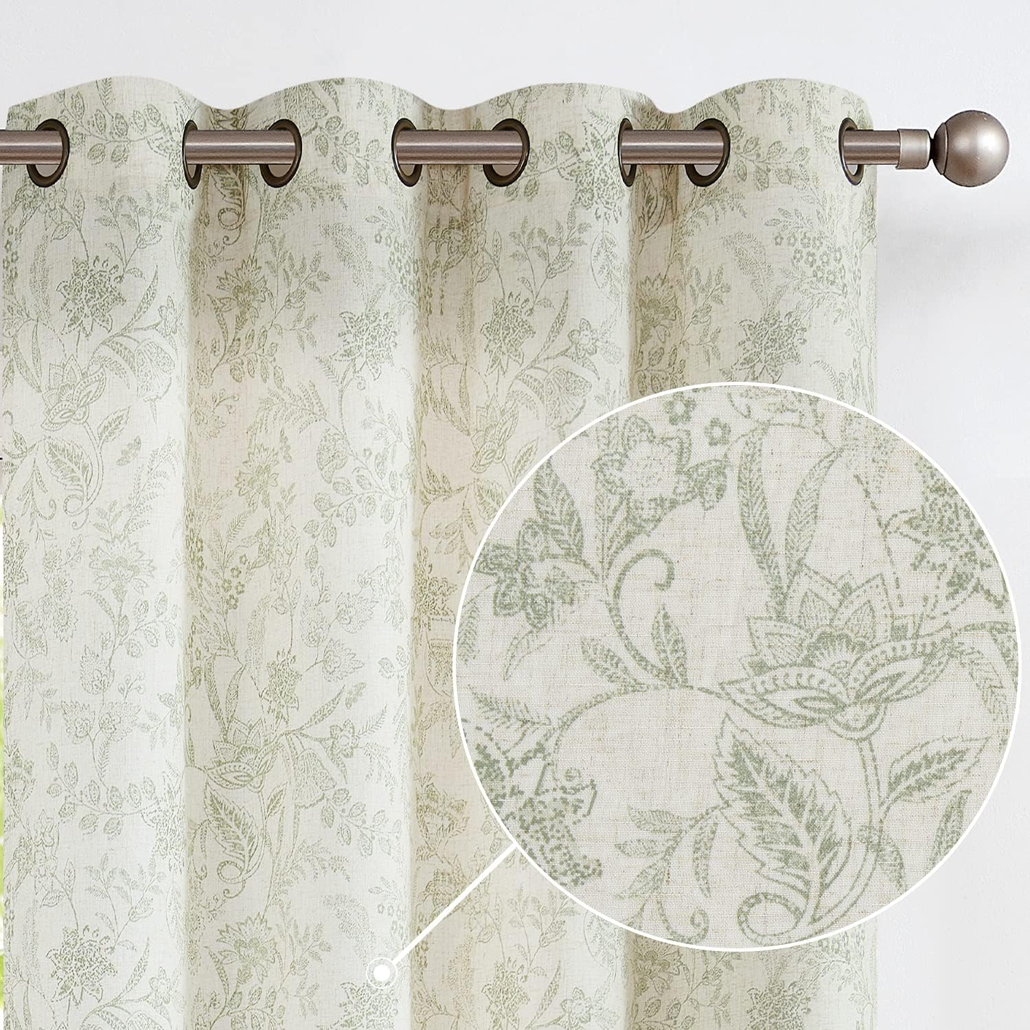 Lazzzy Linen Farmhouse Curtains 2 Panels 108 Inch Length