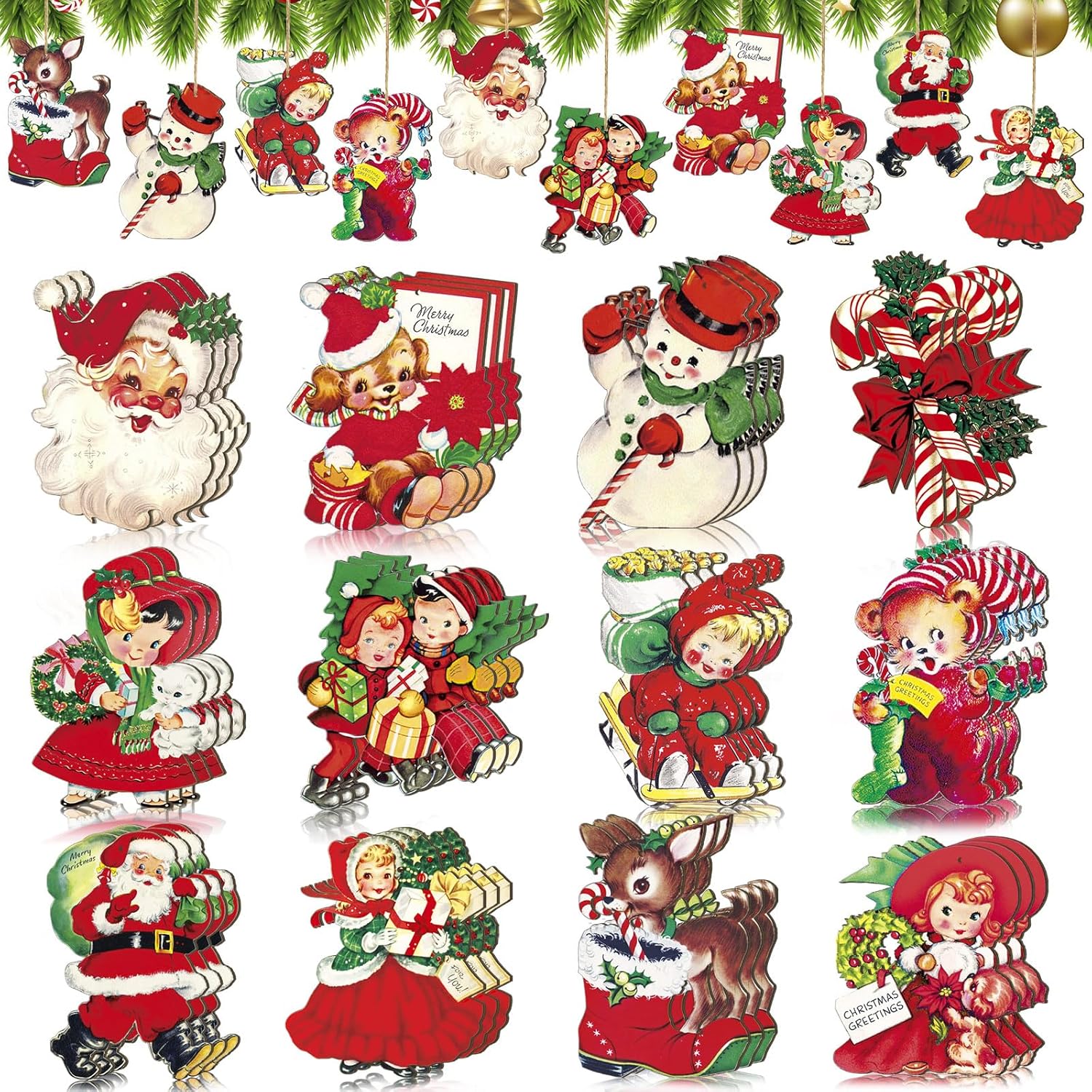 24 Pcs Christmas Wood Hanging Ornaments