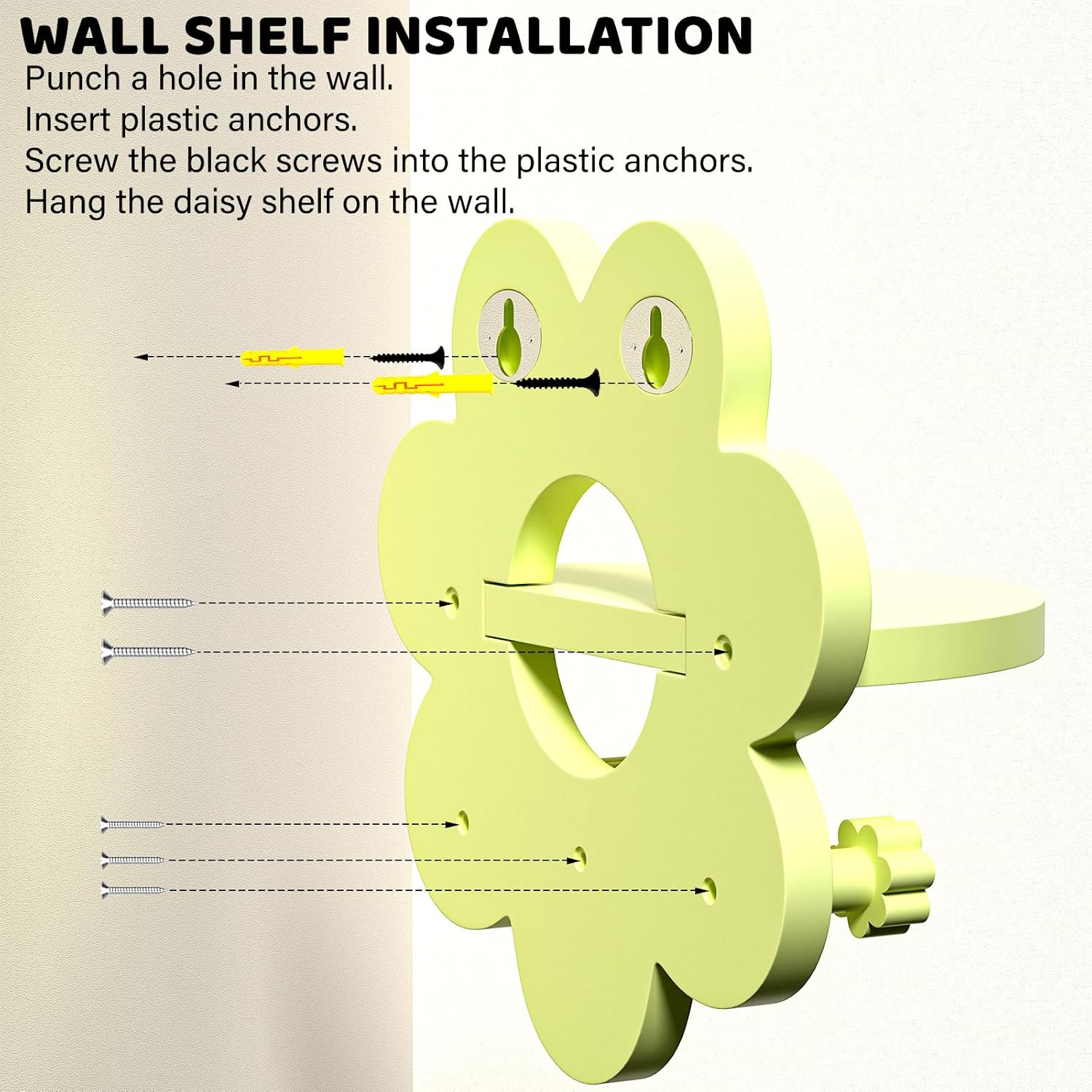 Wooden Floating Shelf with Hooks for Wall Decor