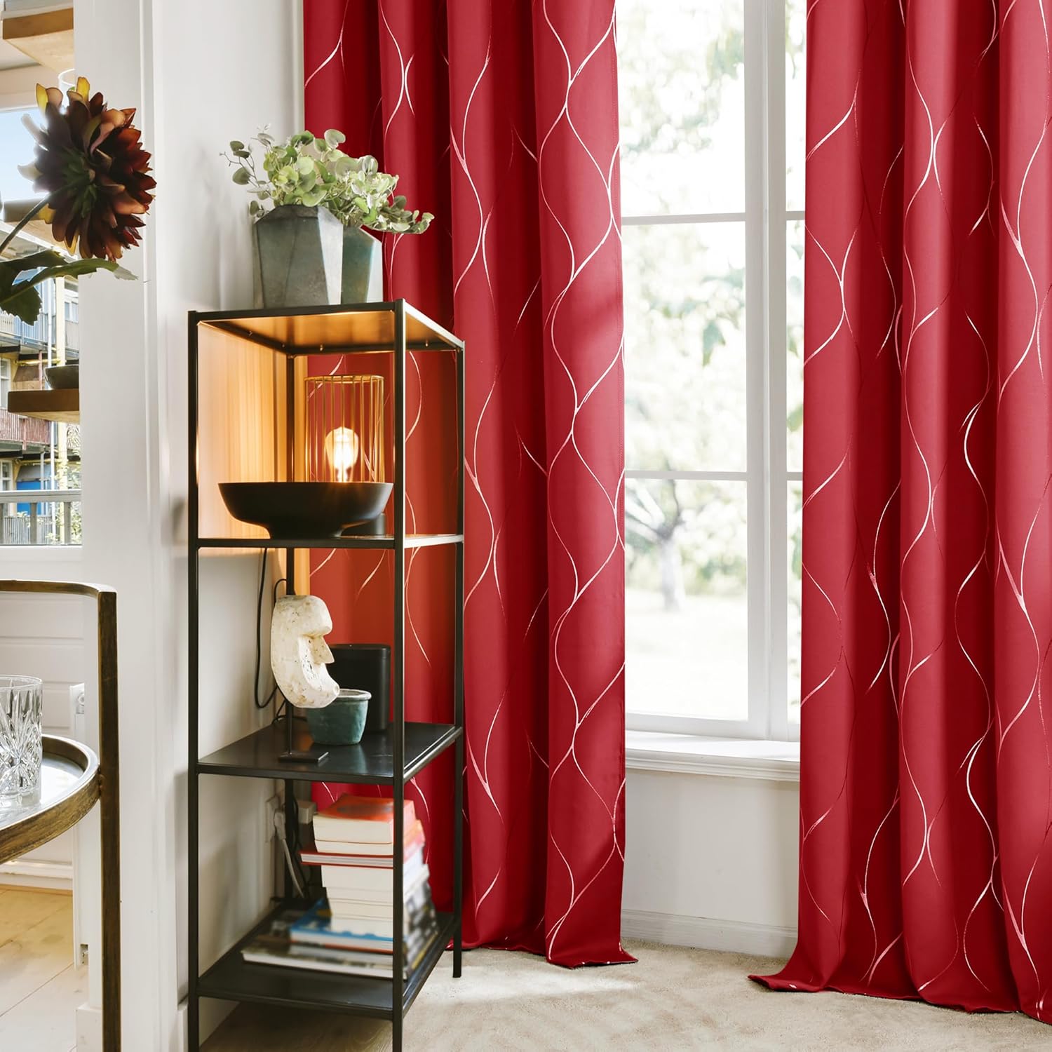 Deconovo Blackout Curtains - Silver Wave Pattern 2 Panels