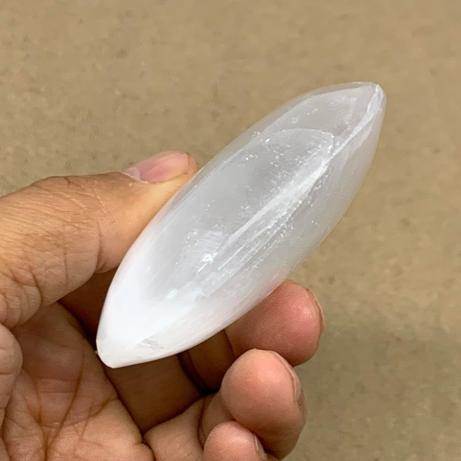 96g Natural Selenite Palm-Stone Crystal Handmade Pillow Shape