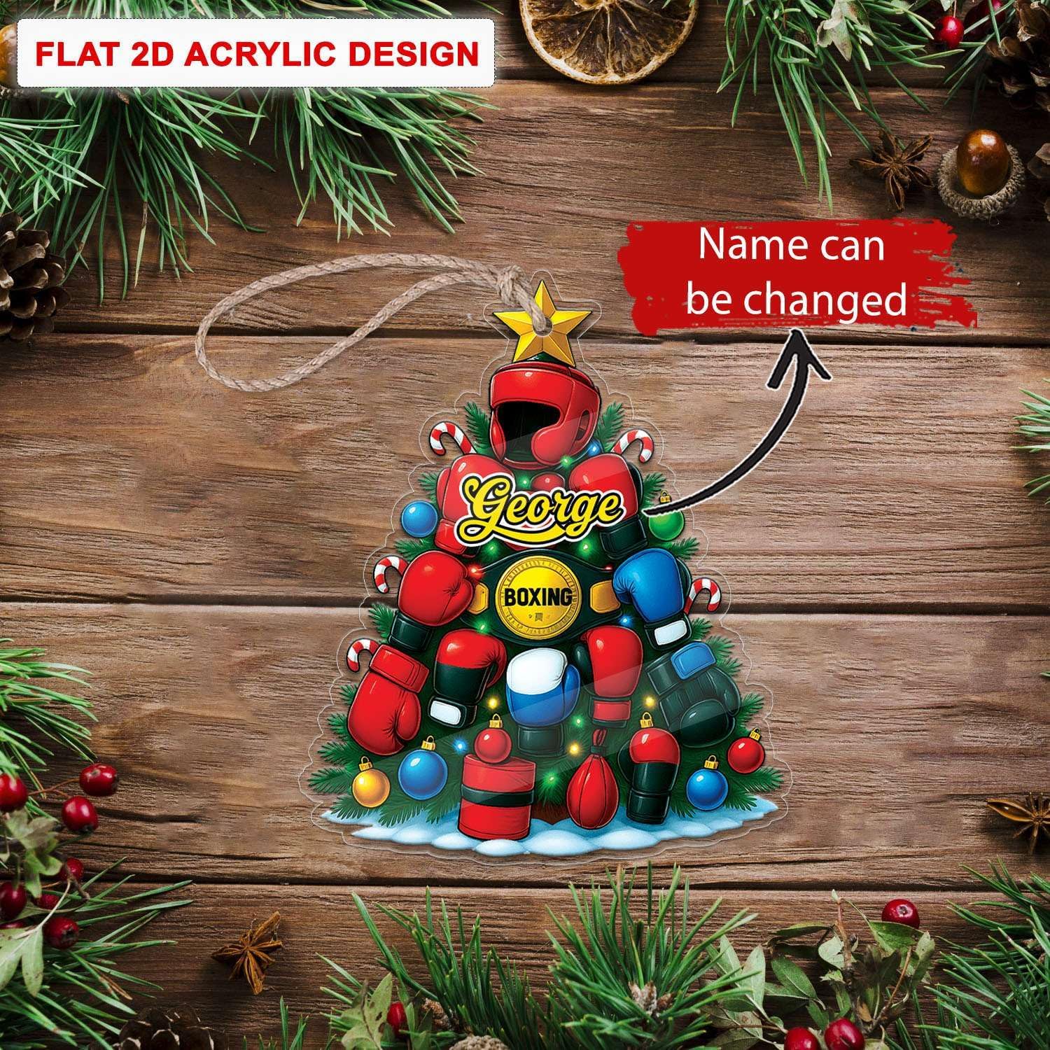 Custom Name Boxing Hanging Ornament 2025 Christmas Decor
