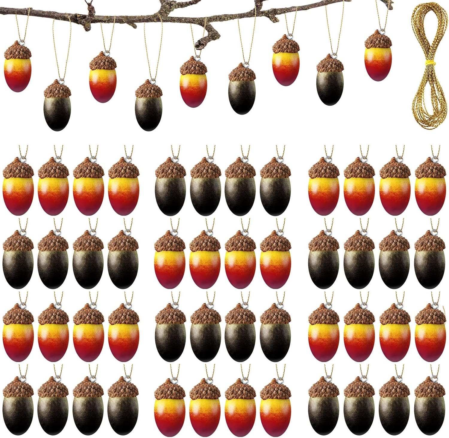 Dingion 60 Pcs Fall Acorn Hanging Decor