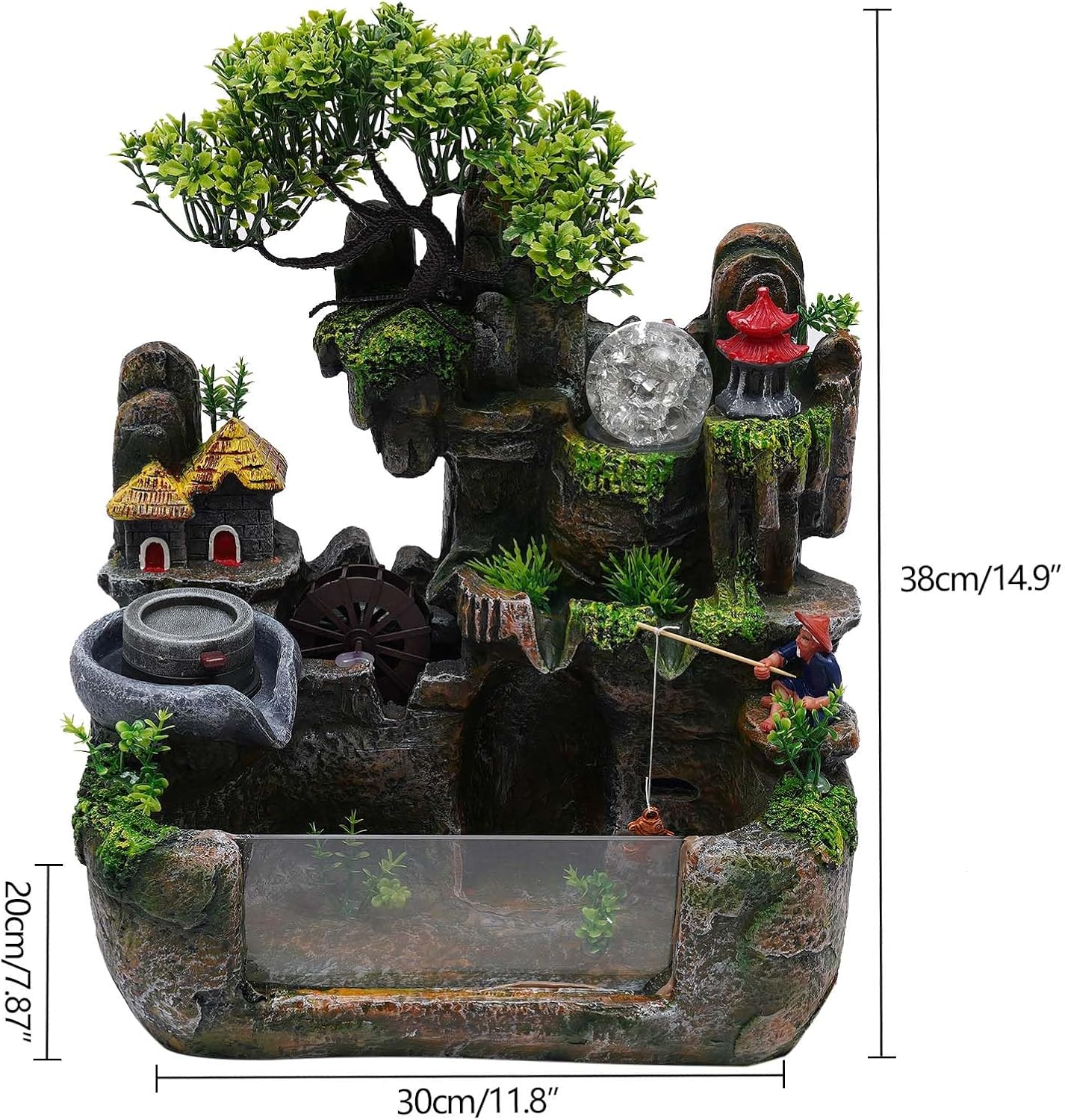 Mini Tabletop Rockery Fountain with LED Light and Atomizer