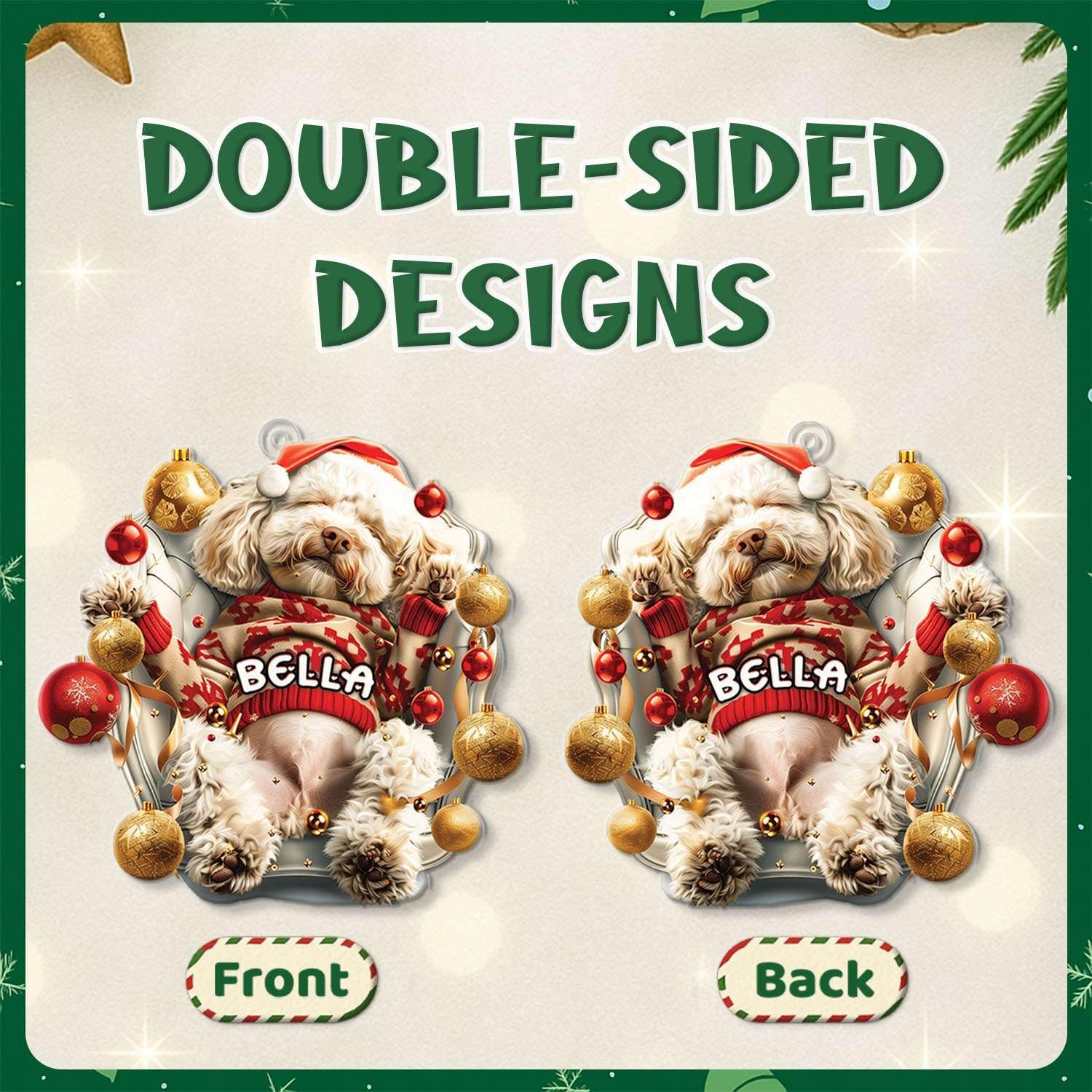 Personalized Name White Poodle Acrylic Ornament 2025
