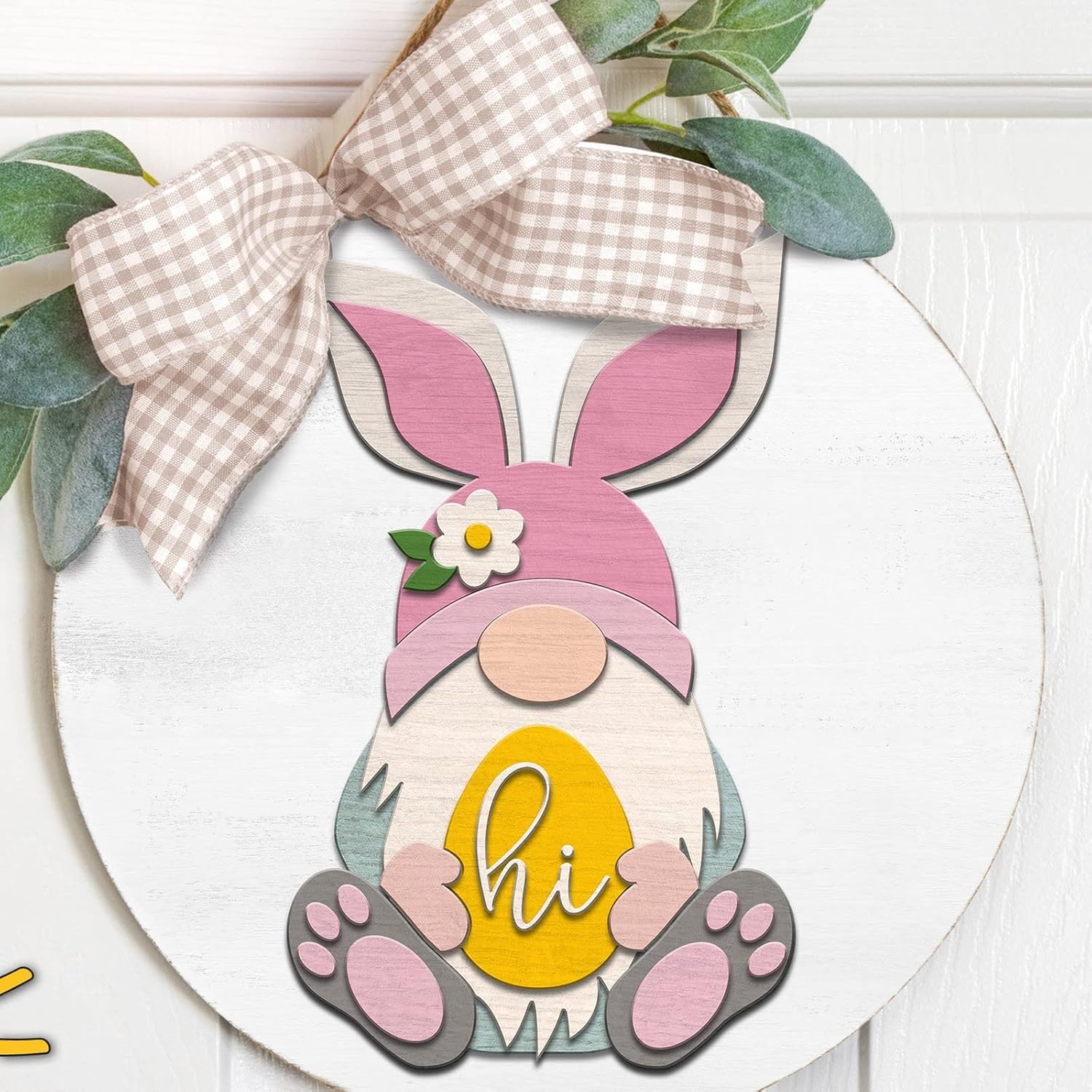 Hand-Woven Easter Bunny Door Hanger Wreath Decor