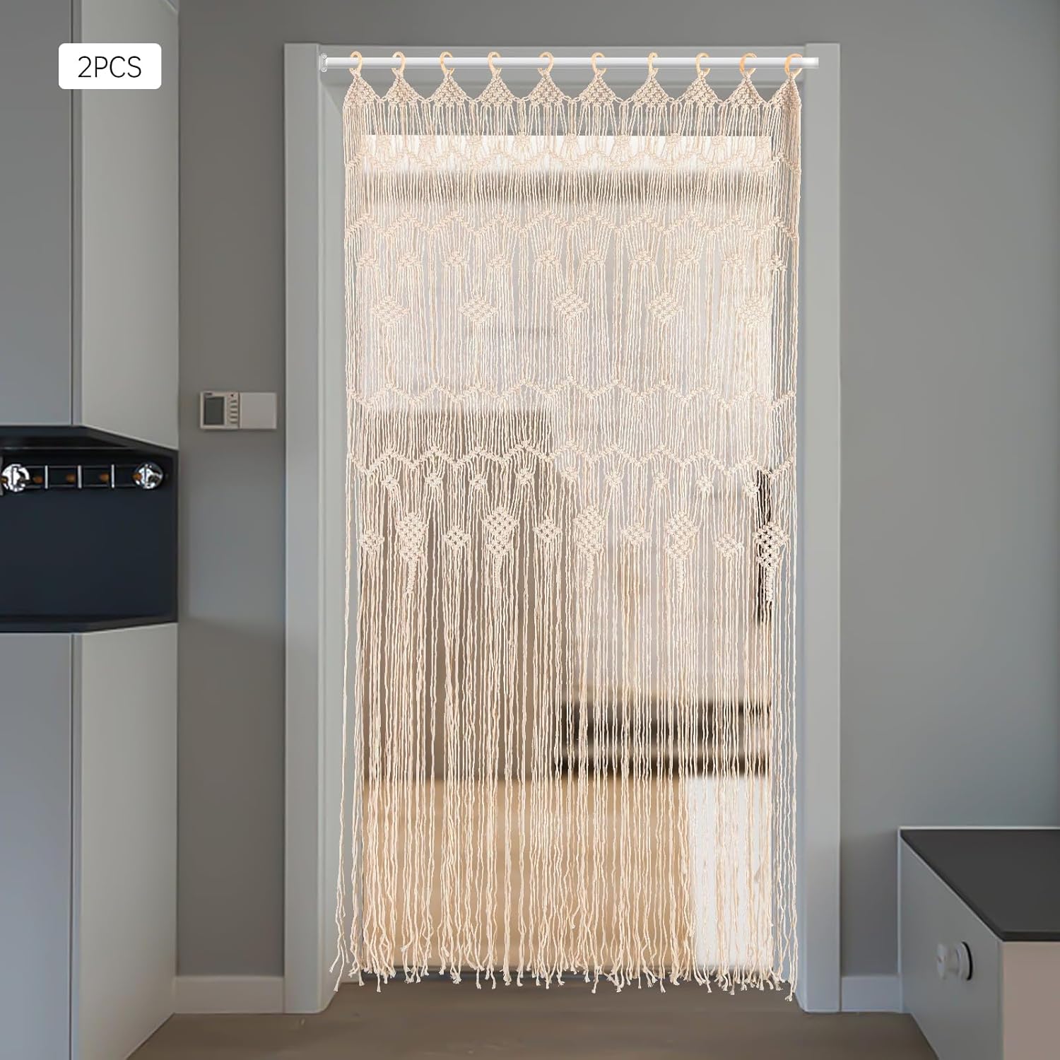Macrame Curtain Room Divider 2 Panels 3937 x 7874 Inches