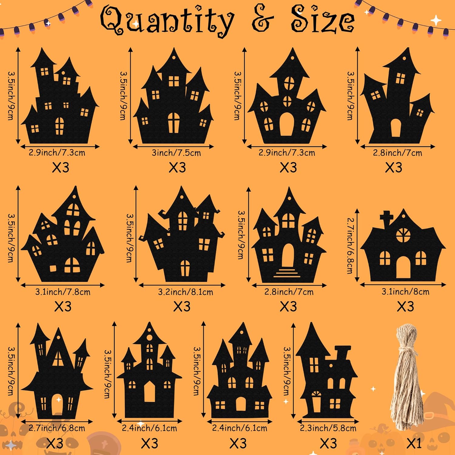 Haooryx Halloween Haunted House Wooden Ornaments 36Pcs