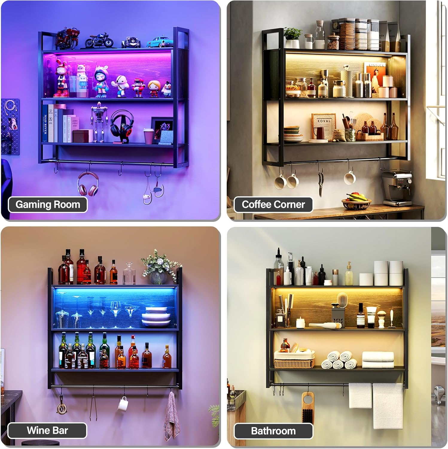 36 LED Gaming Floating Shelf with Adjustable Design