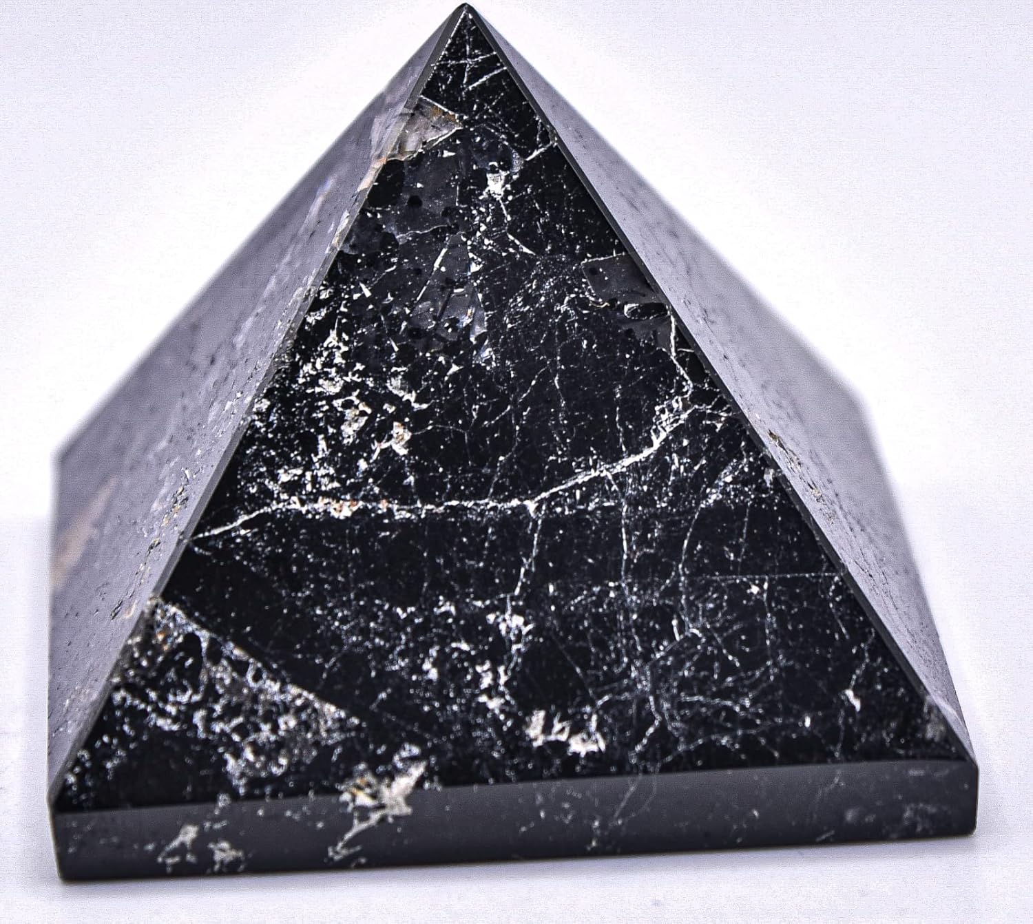 49mm Black Tourmaline Schorl Pyramid Gemstone with Clear Quartz Cabochon
