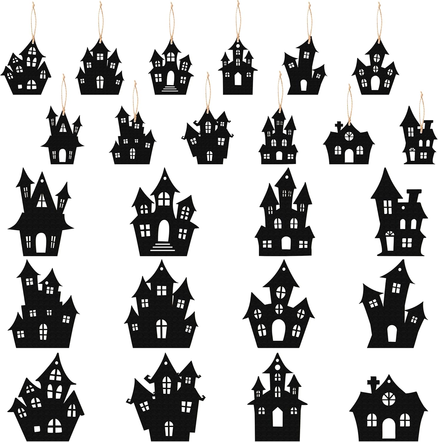 Haooryx Halloween Haunted House Wooden Ornaments 36Pcs