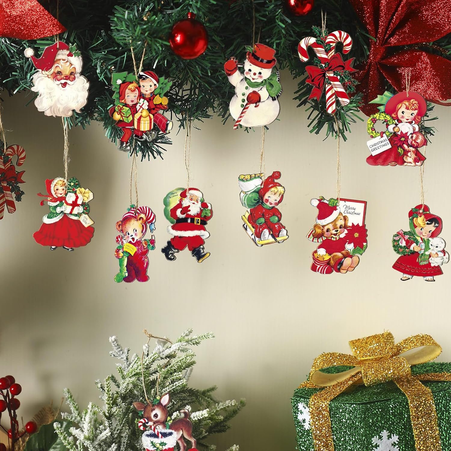 24 Pcs Christmas Wood Hanging Ornaments