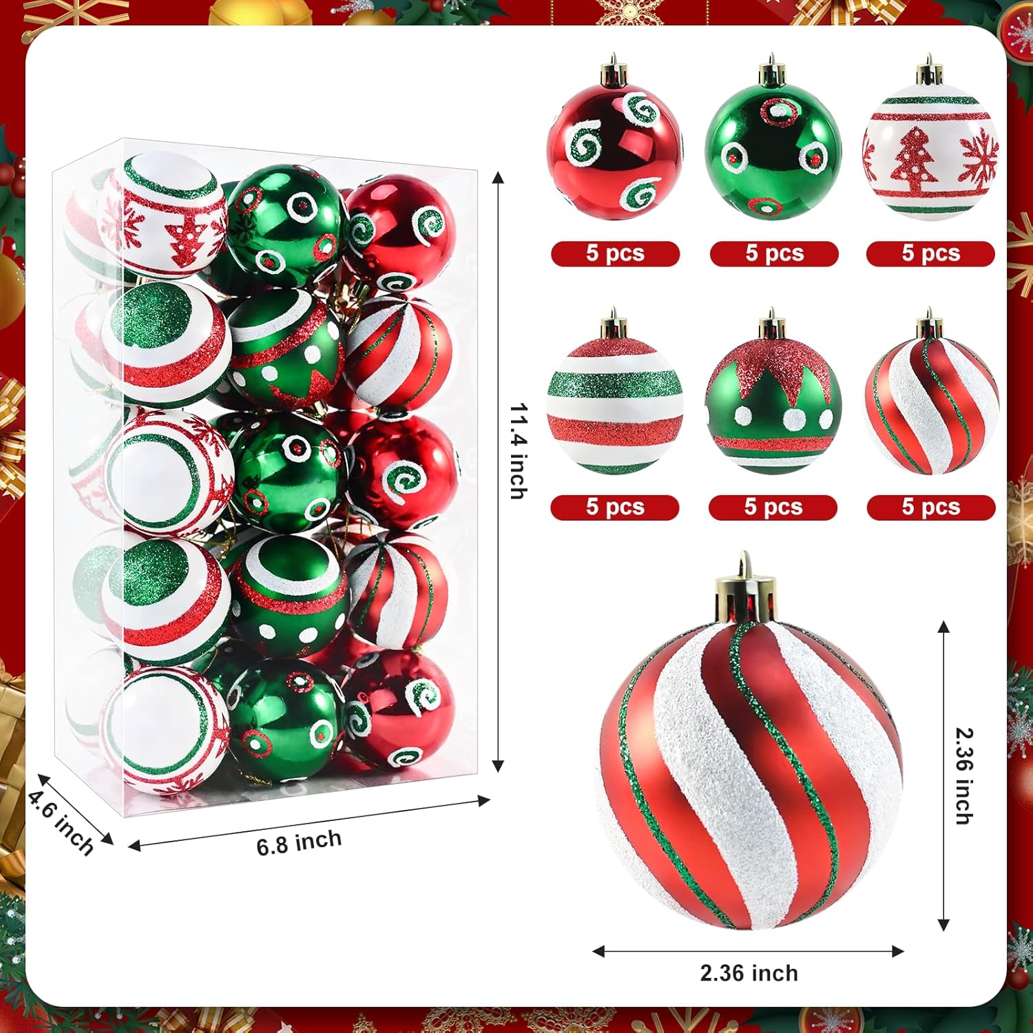 236 Inch Shatterproof Christmas Balls 30PCS
