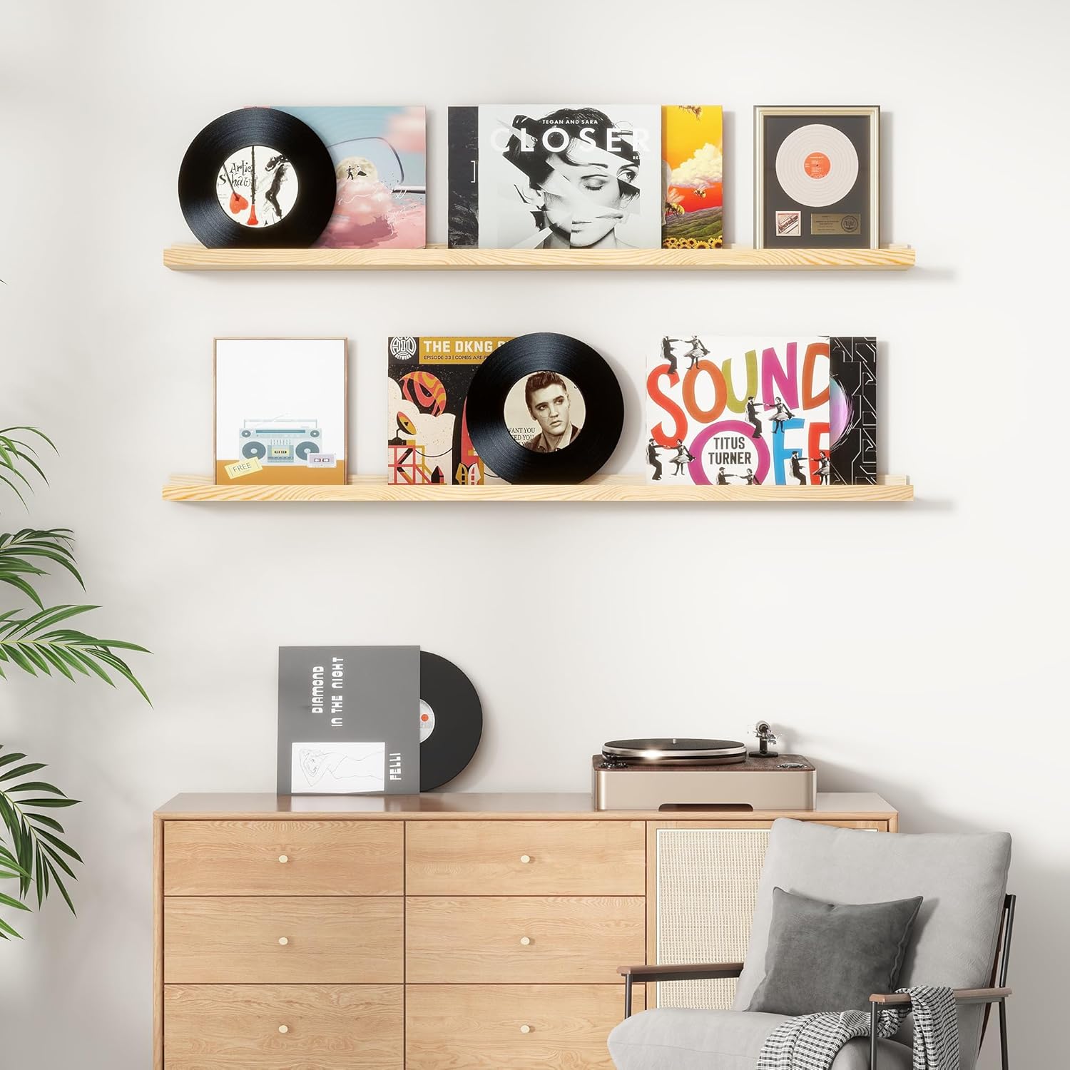 Picture Ledge Shelf for Wall 36 Inch Solid Pine Wood 2 Pack