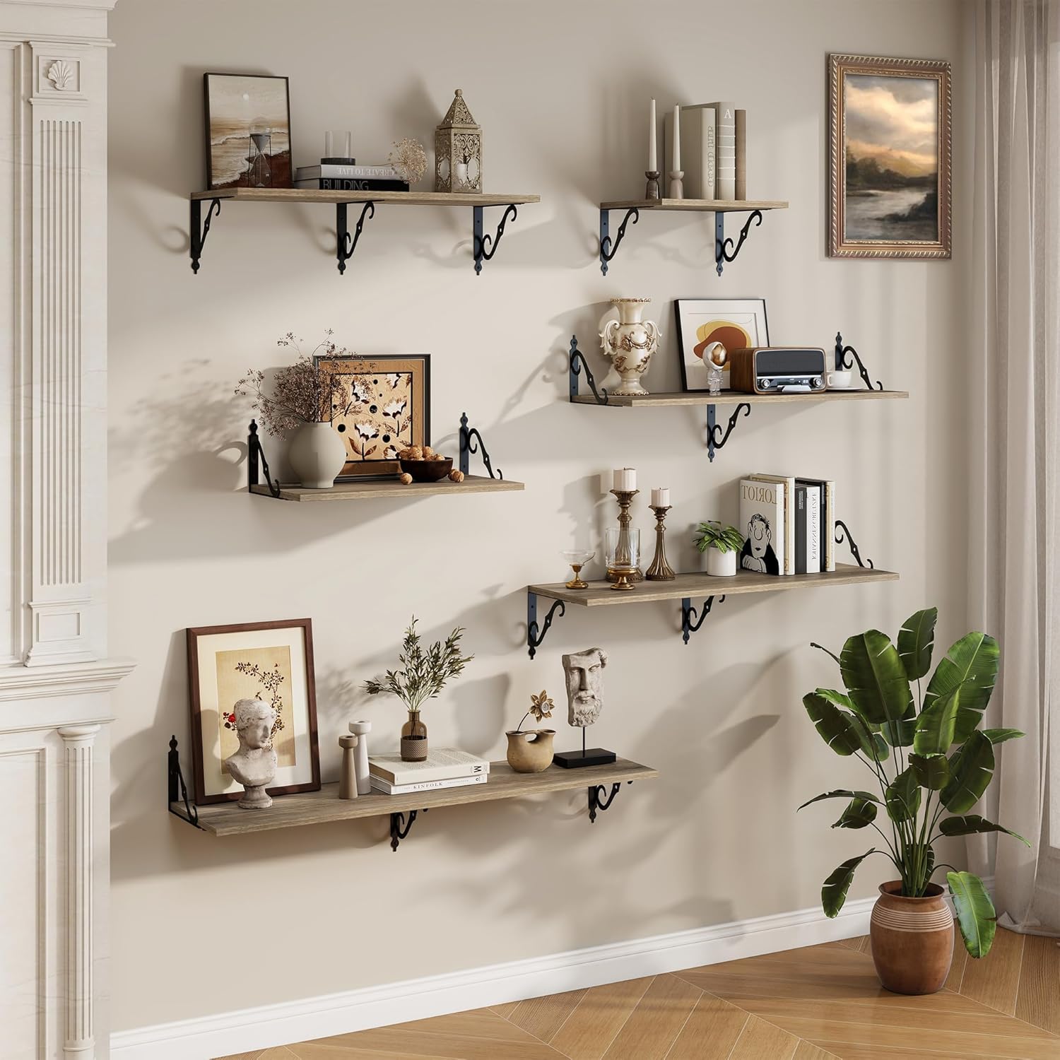 RICHFOCUS 12 Inch Deep Floating Shelves Set of 2 Grey