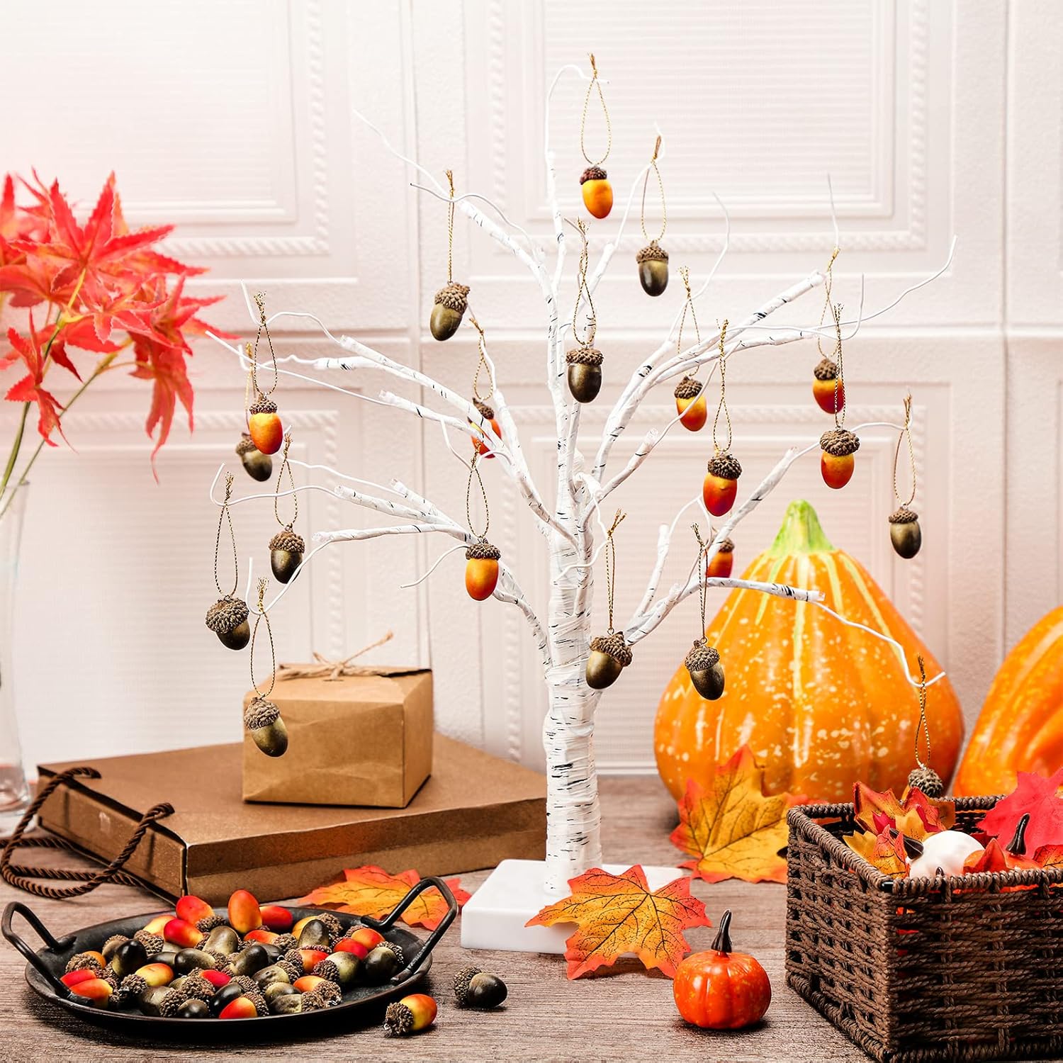 Dingion 60 Pcs Fall Acorn Hanging Decor