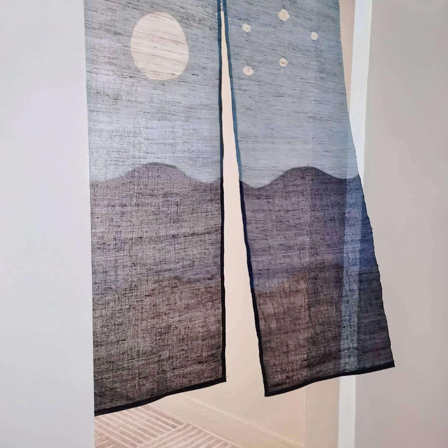 Natural Plant-Dyed Japanese Noren Curtain - Starry Night