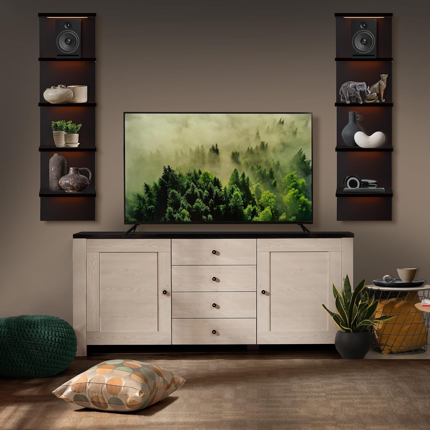 Sorbus LED Light 5 Tier Wall Shelf Unit