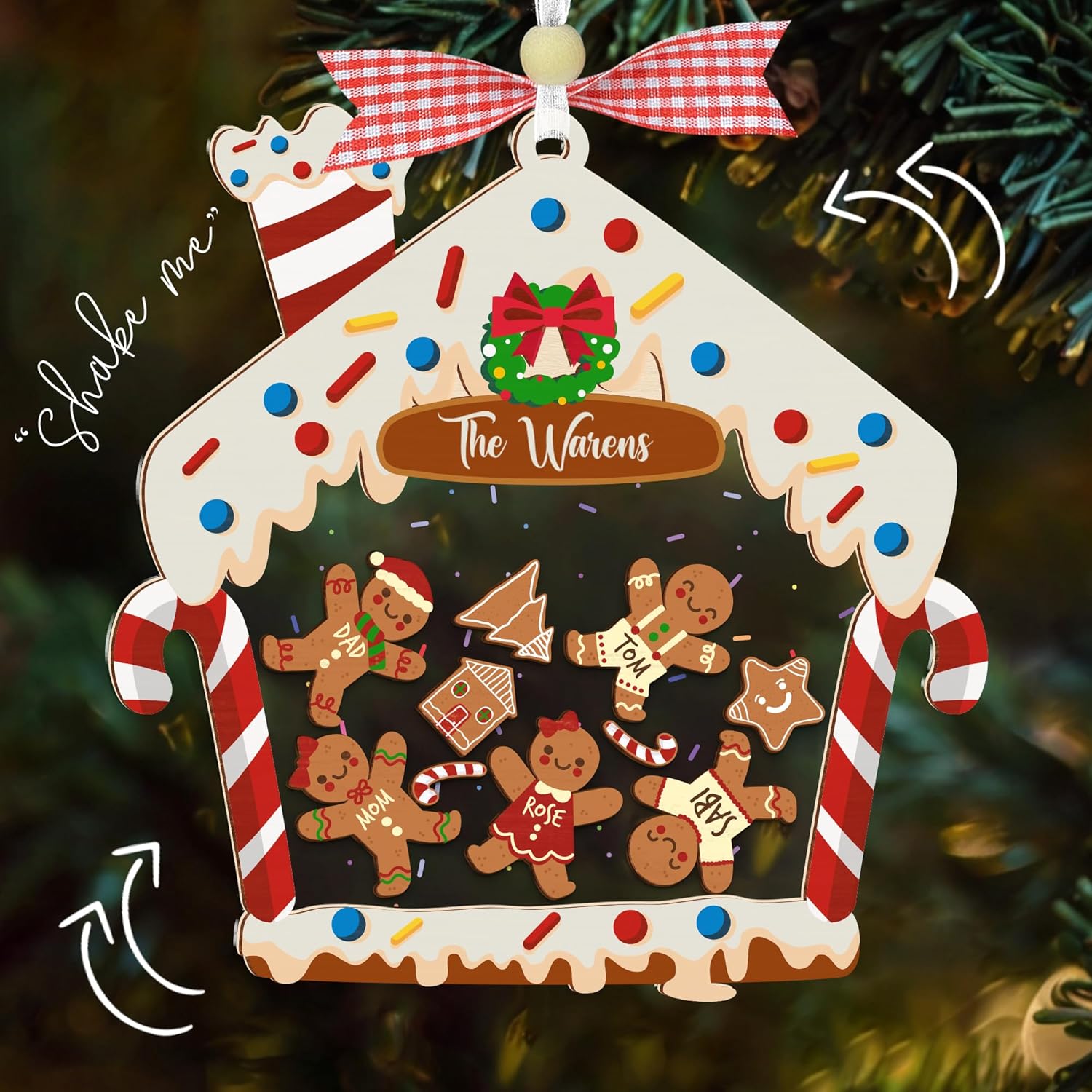 Personalized Gingerbread Family Ornament Custom Name