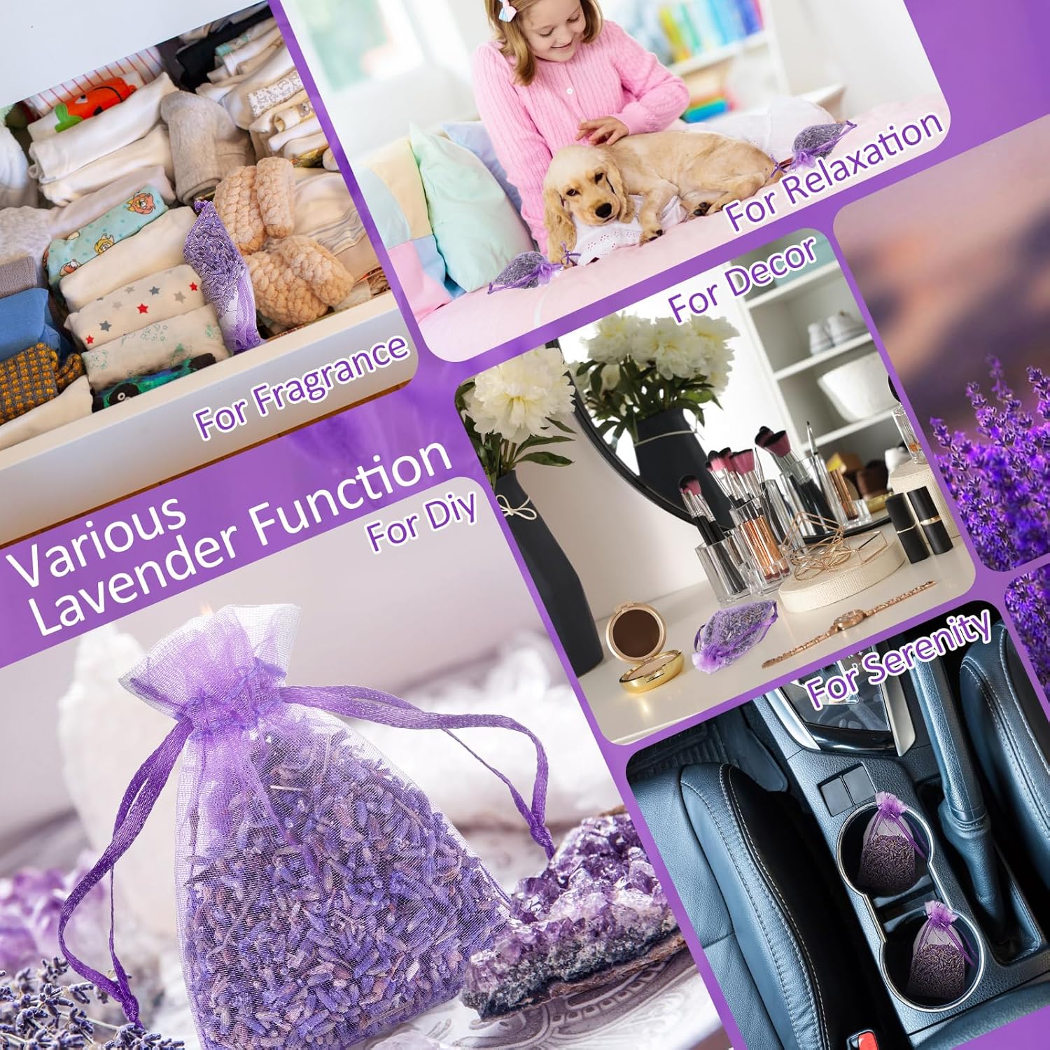 Reginary 60 Pack Lavender Sachets for Home Fragrance and Storage