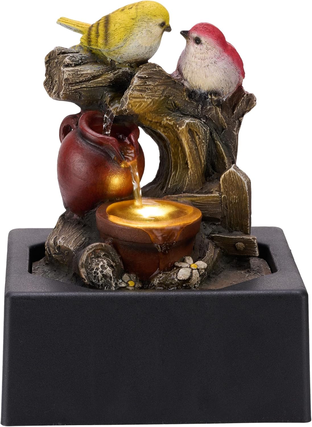 Teresas Collections Tabletop Water Fountain with LED Light and Pump