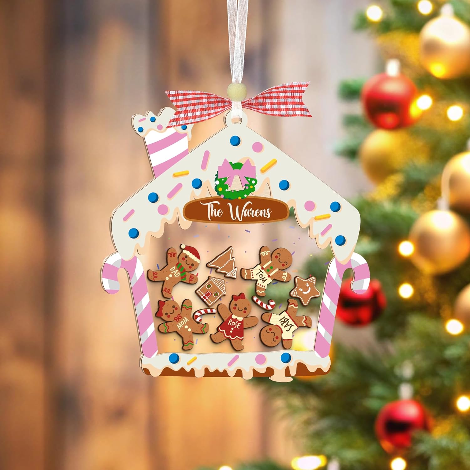 Personalized Gingerbread Family Ornament Custom Name