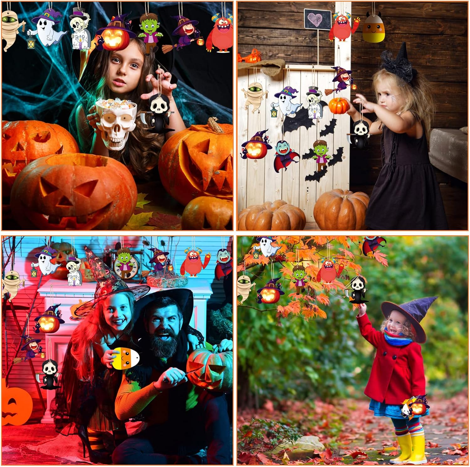 Gerrii 40 Halloween Wooden Decorations