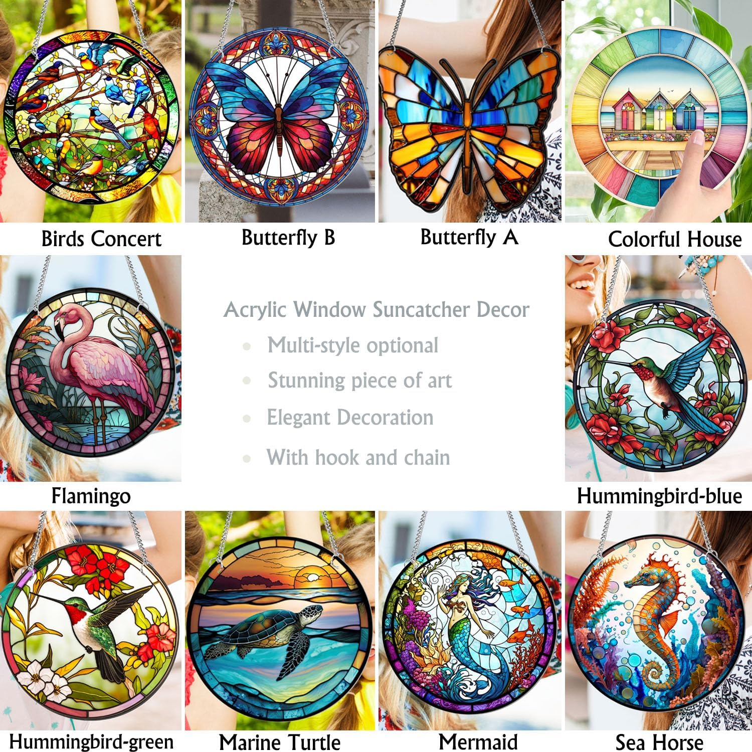 79 Inch Acrylic Window Hanging Decor Marine Turtle Design